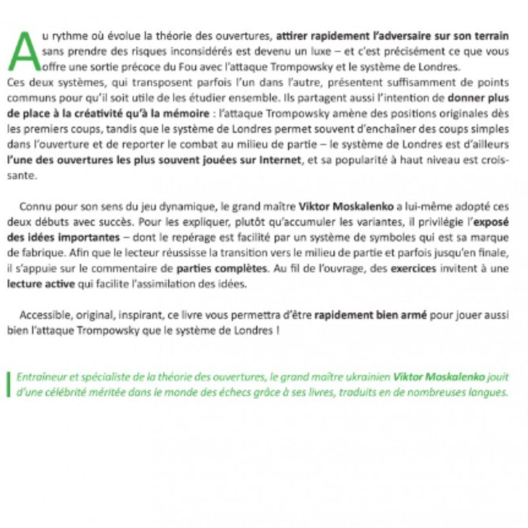 L'Attaque Trompowsky et le système de Londres - Livre d'échecs - Niveau Avancé