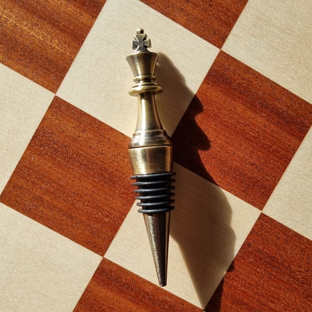 Bouchon pour bouteille de vin - Roi échecs - Bronze