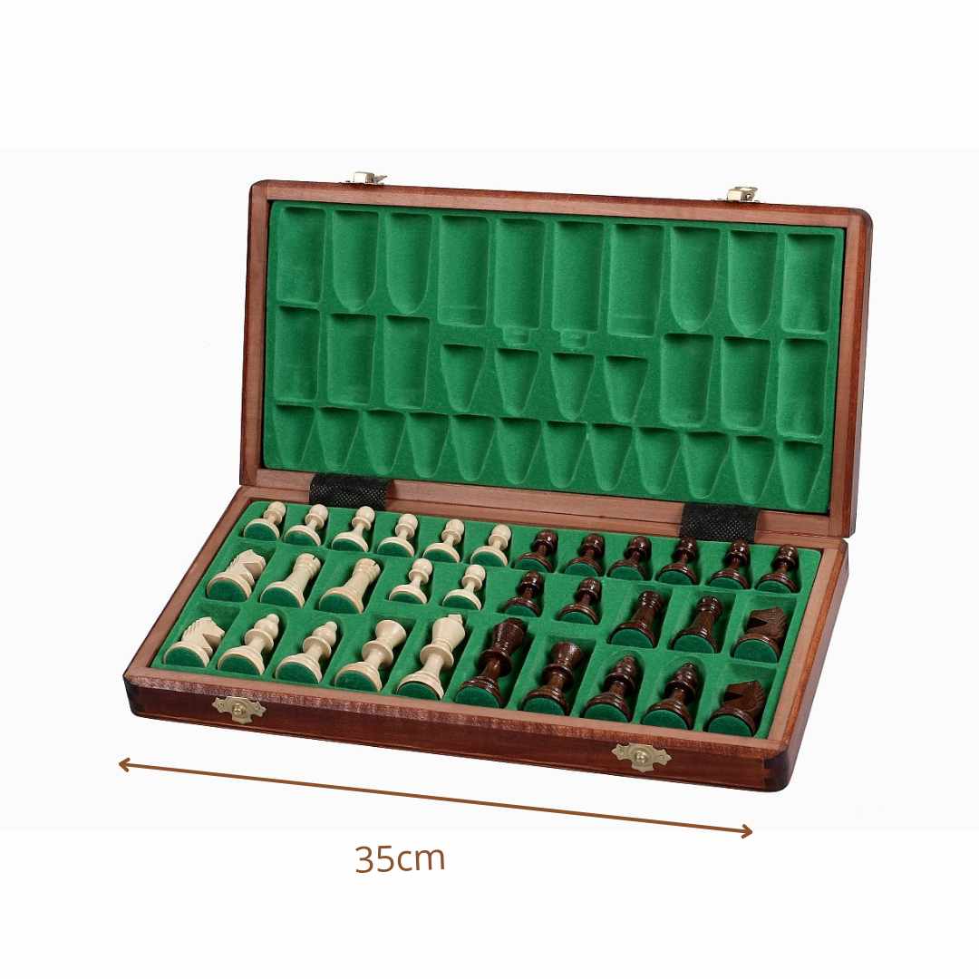 Echiquier en bois Pliable - Jeu d'échecs Coffret - Taille 3 - 35x35cm