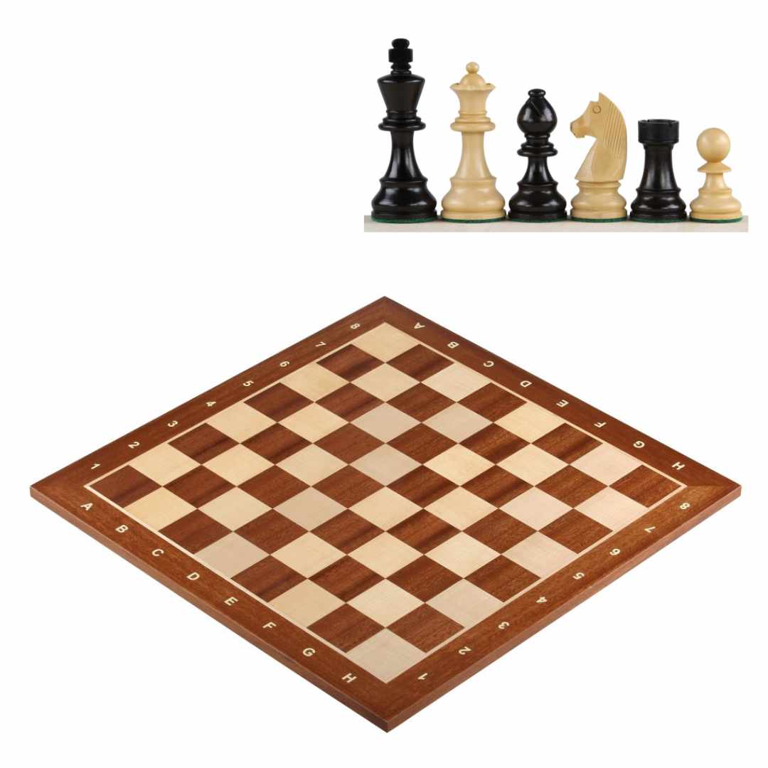 Echiquier de Tournoi en Bois massif - Acajou - Taille 6 - 54x54cm