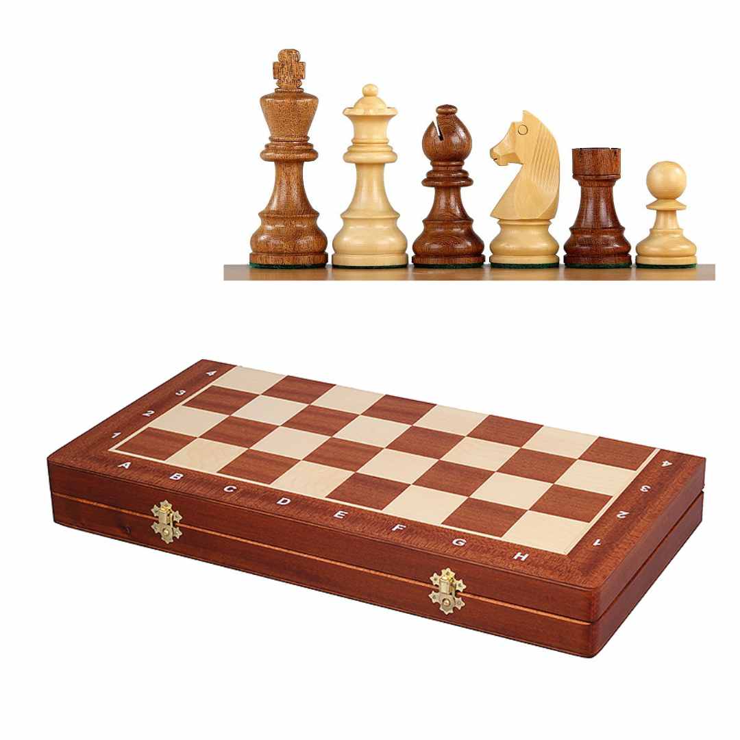 Echiquier en bois Pliable - Jeu d'échecs Coffret - Taille 4 - 42x42cm