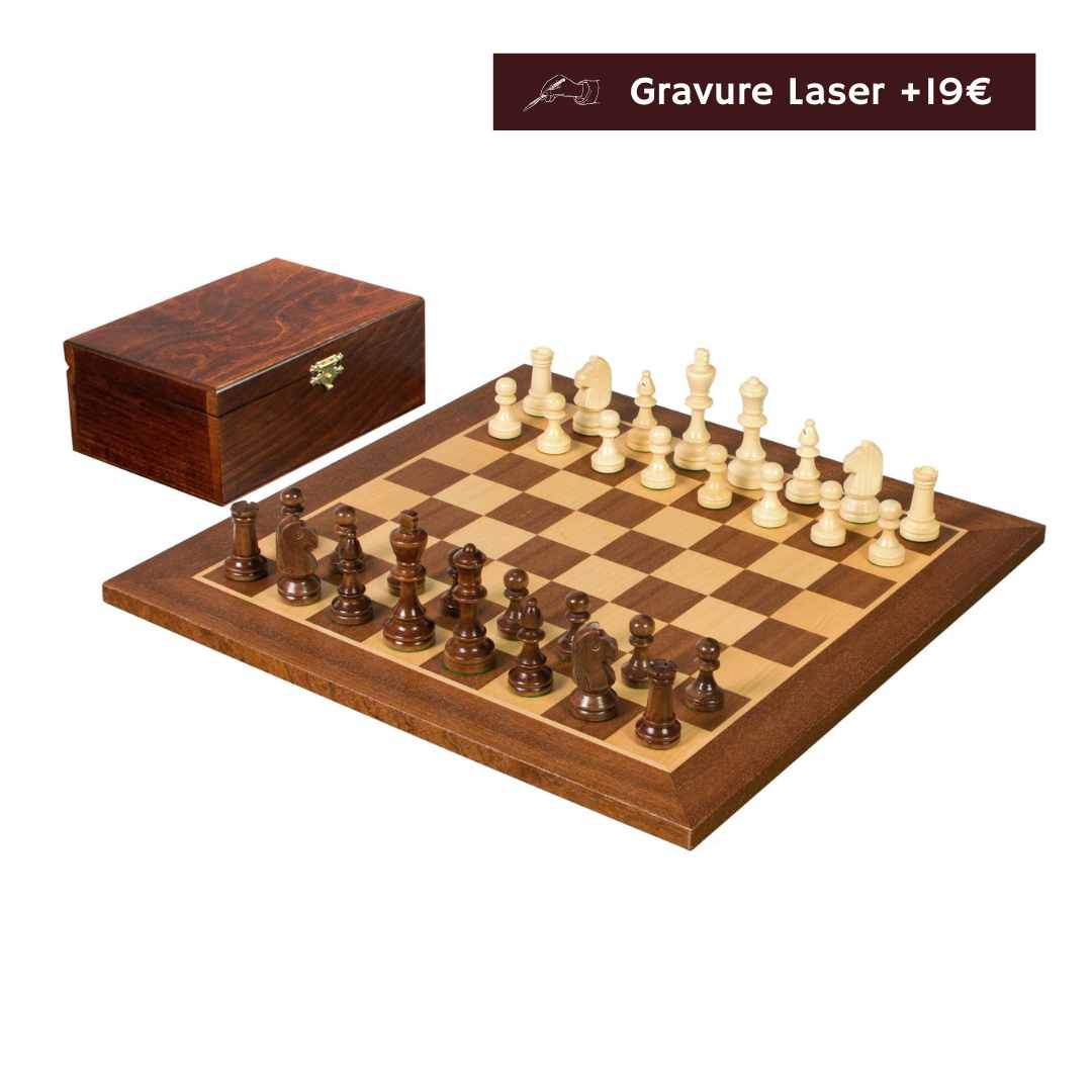 Echiquier de Tournoi en Bois - Taille 4 - 40x40cm + Coffret personnalisable