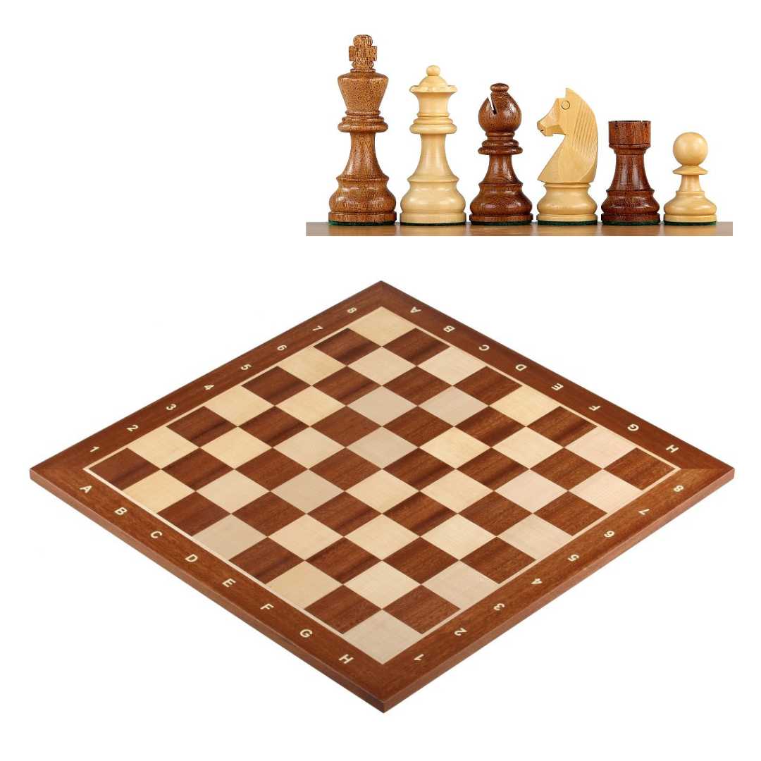 Echiquier de Tournoi en Bois massif - Acajou - Taille 6 - 54x54cm