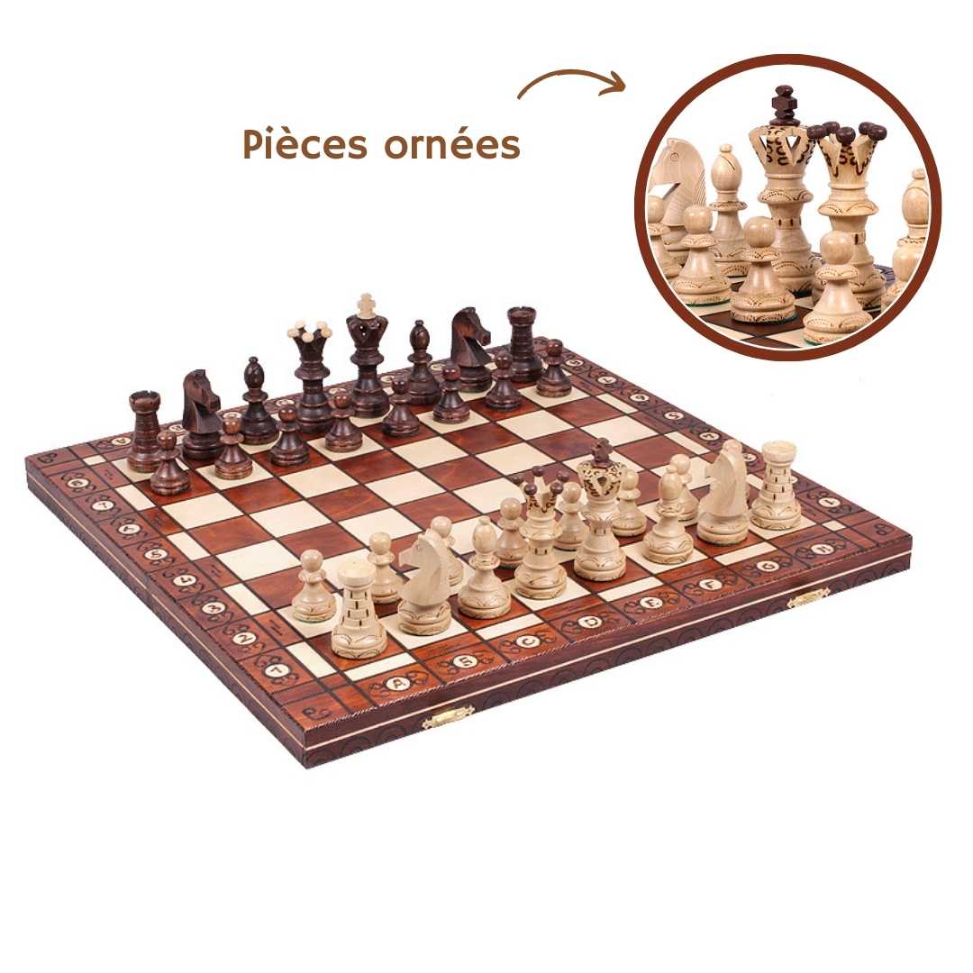 ROYAL - Echiquier Artisanal Décoratif en Bois - Taille 6 - 54 x 54 cm