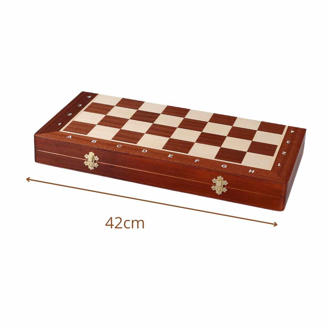 Echiquier en bois Pliable - Jeu d'échecs Coffret - Taille 4 - 42x42cm