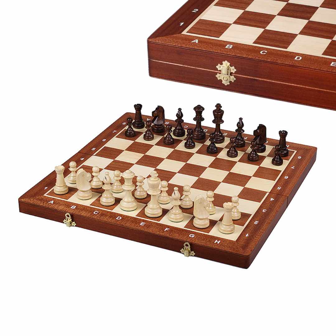 Echiquier en bois Pliable - Jeu d'échecs Coffret - Taille 4 - 42x42cm