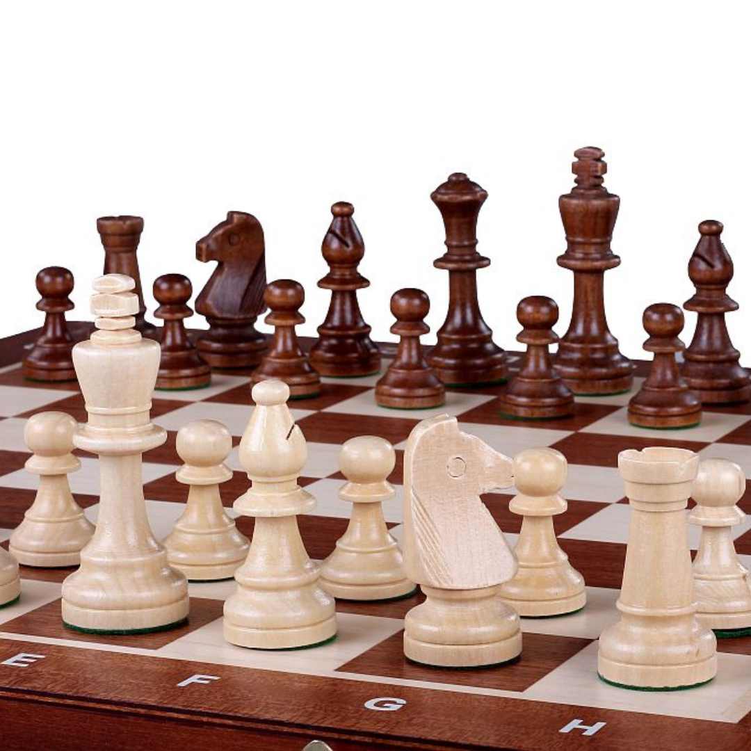 Echiquier en bois Pliable - Jeu d'échecs Coffret - Taille 4 - 42x42cm