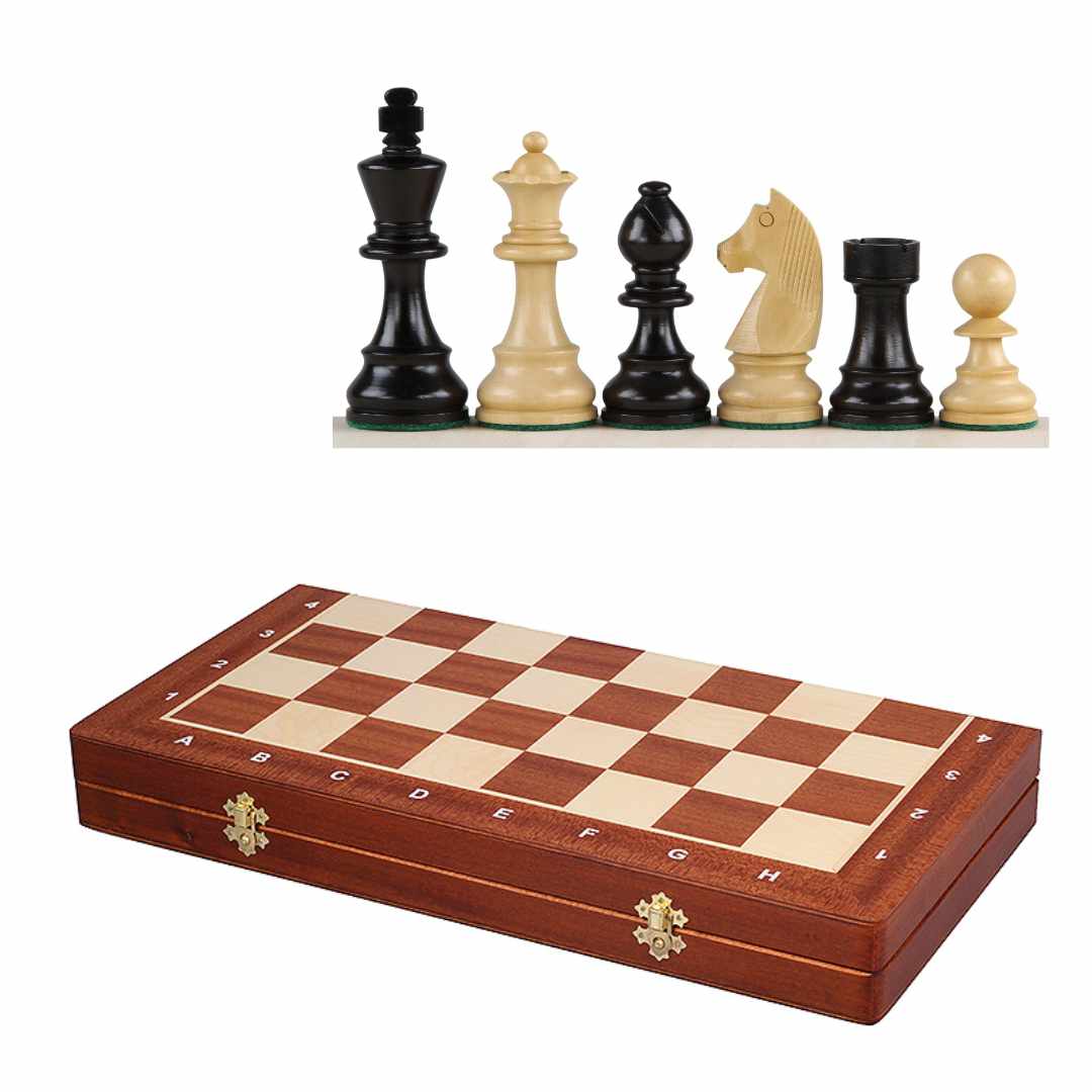 Echiquier en bois Pliable - Jeu d'échecs Coffret - Taille 4 - 42x42cm