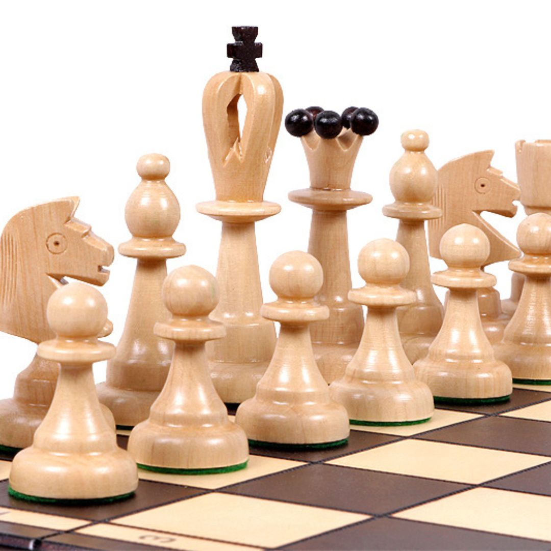 ACE - Echiquier Artisanal Décoratif en Bois de Charme et Hêtre - Taille 4 - 42x42cm