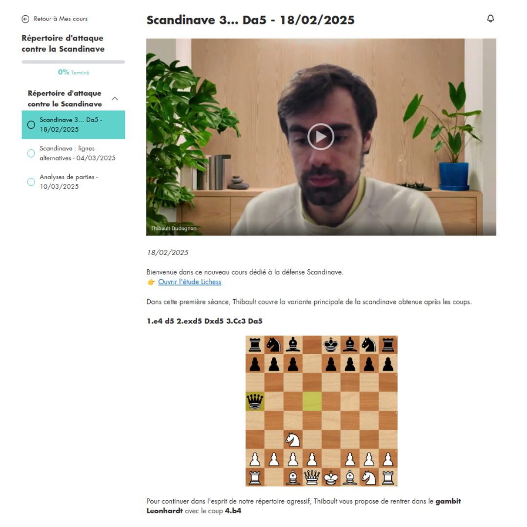 1. e4 : répertoire d'Attaque (Part.2) - 12 séances - MI Thibault Dudognon (Replay)