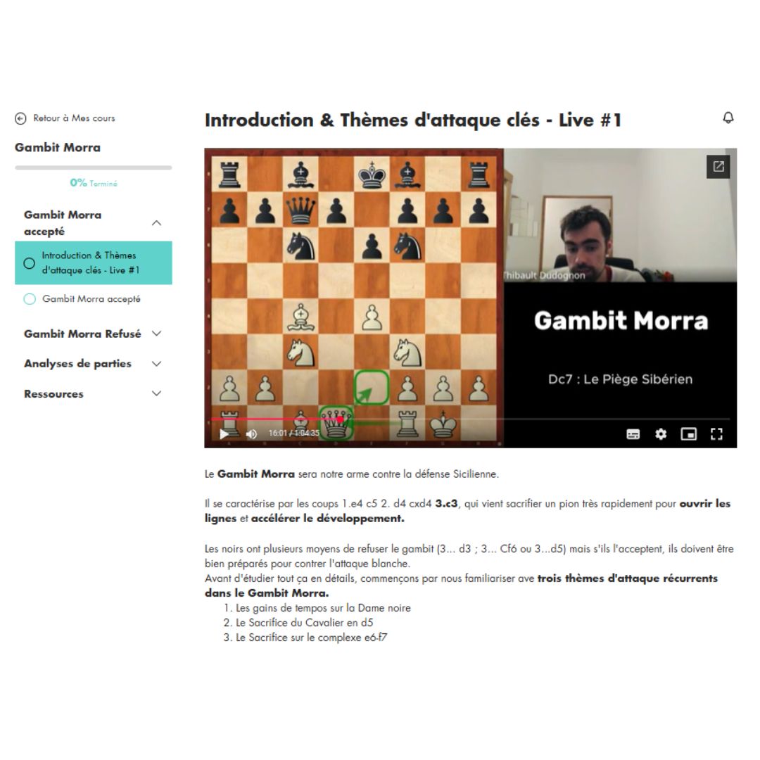1. e4 : répertoire d'Attaque (part.1) - 12 séances - MI Thibault Dudognon