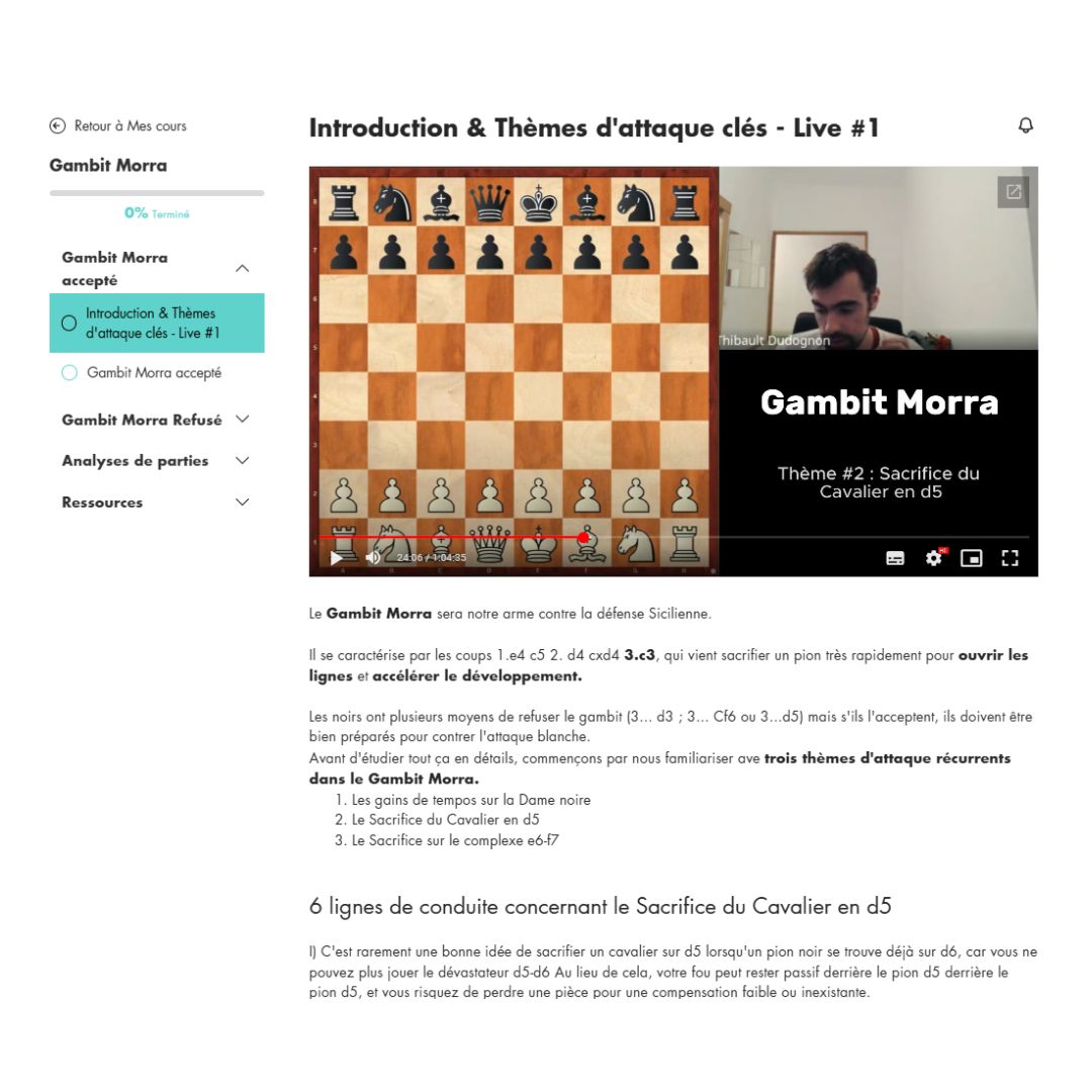 Gambit Morra - Répertoire d'Attaque contre la Sicilienne - Thibault Dudognon (Replay)