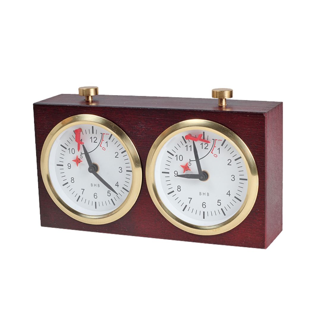 Petite Horloge d'échecs Vintage - Acajou et Or