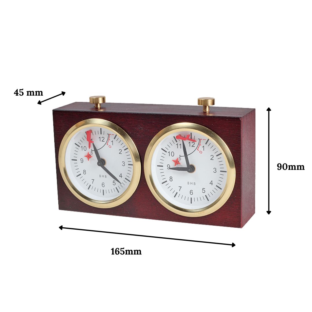 Petite Horloge d'échecs Vintage - Acajou et Or