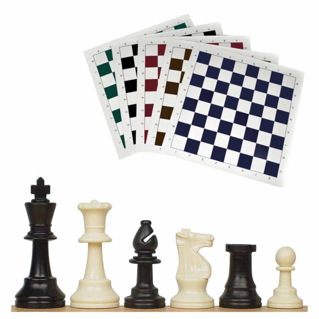 Grand jeu d'échecs souple en vinyle avec pièces en plastique - 50x50cm