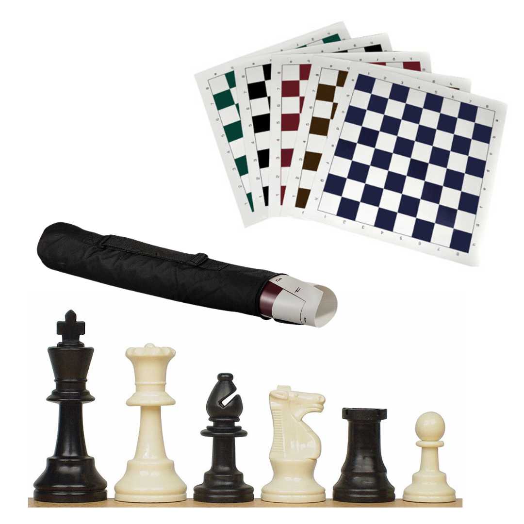 Grand jeu d'échecs souple en vinyle avec pièces en plastique - 50x50cm