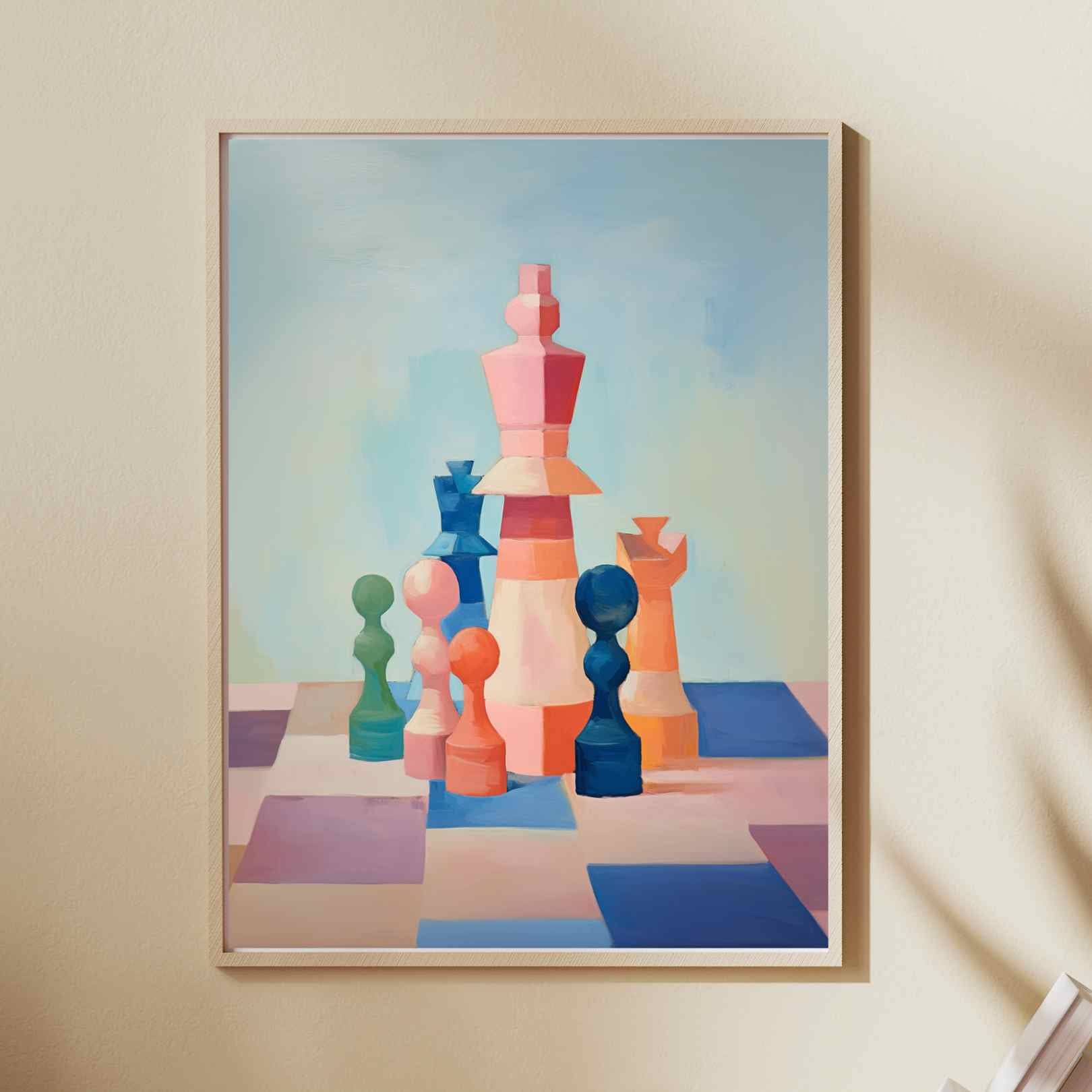 Forteresse - Affiche d'échecs Pastels - A3