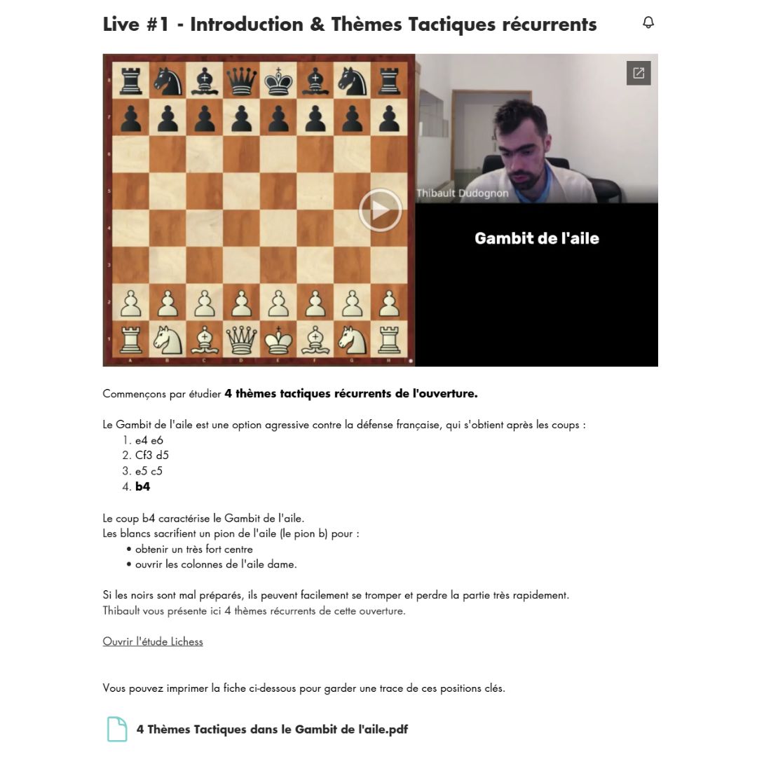 Gambit de l'Aile - Répertoire d'Attaque contre la Française - MI Thibault Dudognon (Replay)