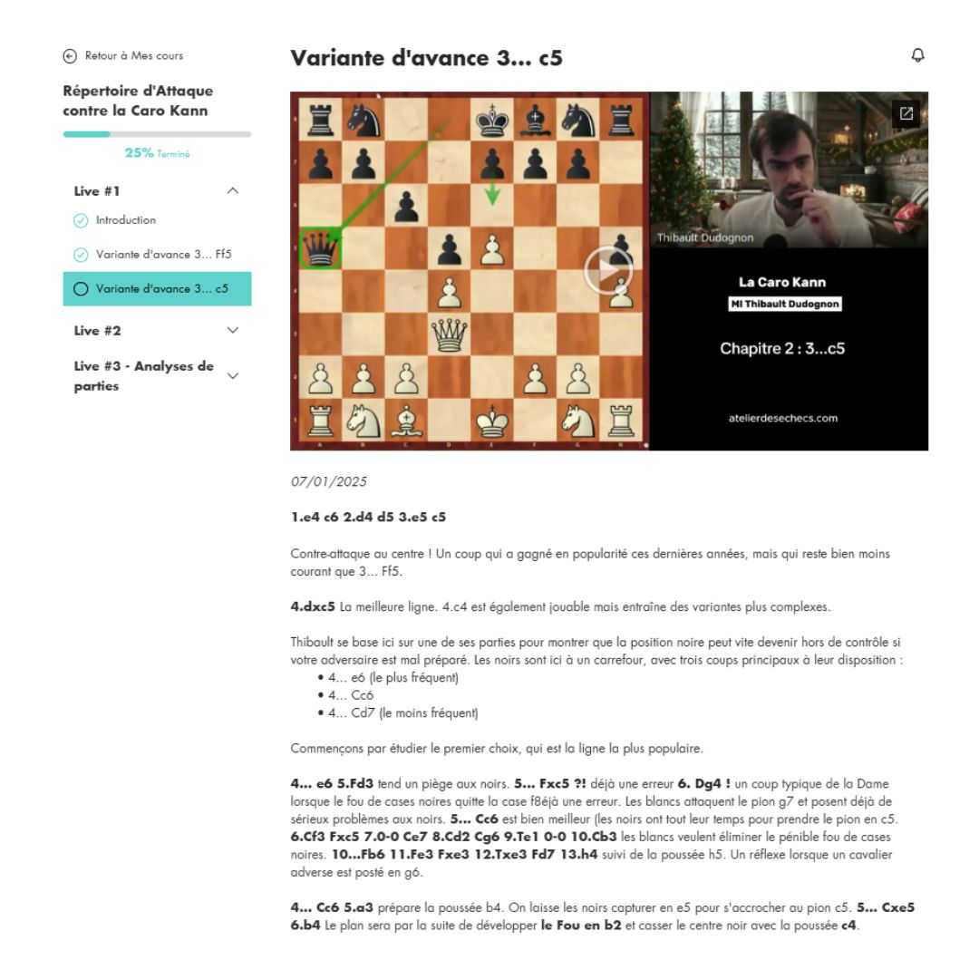 Caro Kann d'avance & variante Tal - Répertoire d'Attaque contre la Caro Kann - MI Thibault Dudognon (Replay)