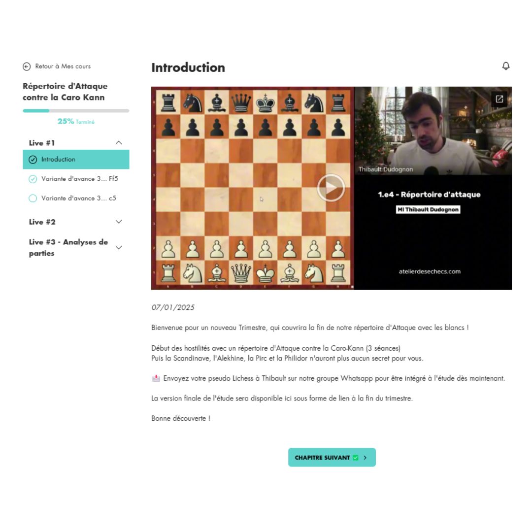 Caro Kann d'avance & variante Tal - Répertoire d'Attaque contre la Caro Kann - MI Thibault Dudognon (Replay)