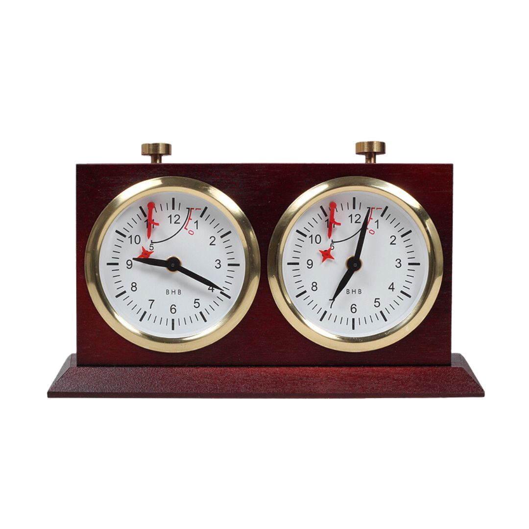 Grande Horloge d'échecs Vintage - Acajou et Or