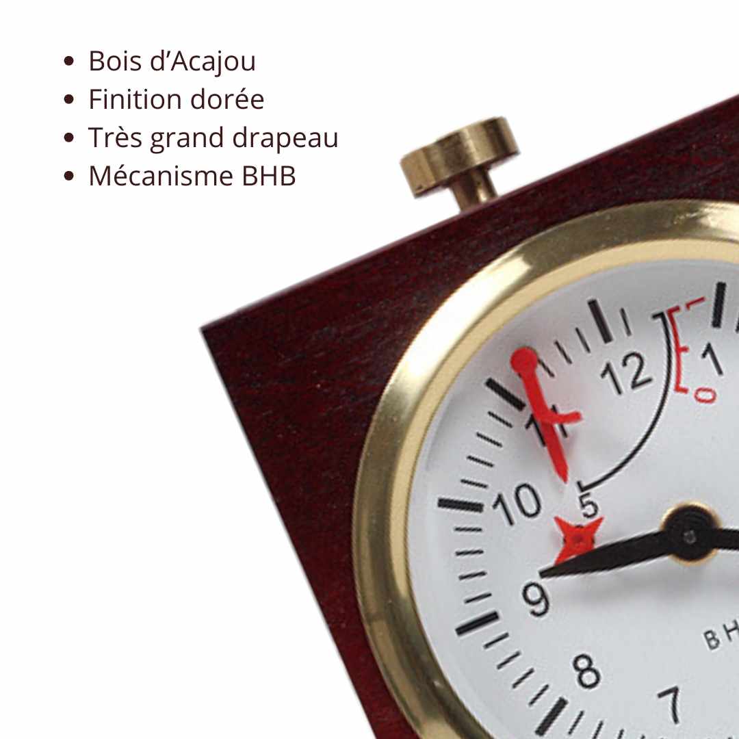 Grande Horloge d'échecs Vintage - Acajou et Or