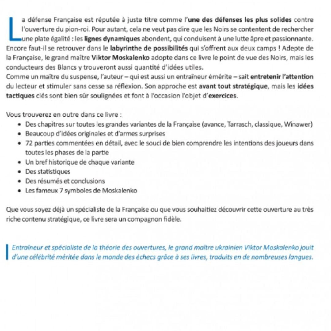 La Française dynamique - Livre d'échecs - Niveau Avancé