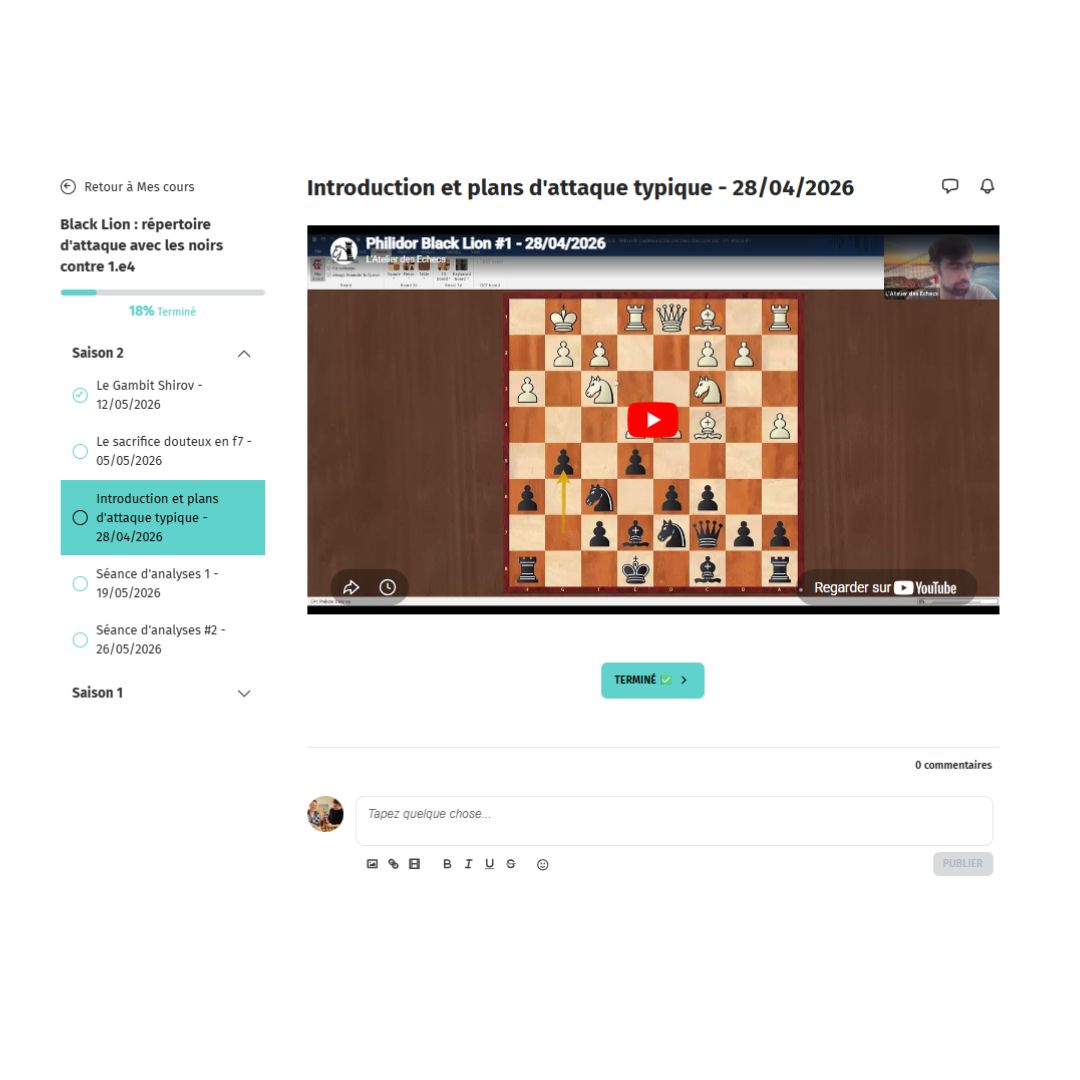 Philidor "Black Lion" - Répertoire agressif contre 1. e4 - MI Thibault Dudognon (Replay)