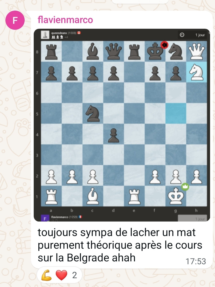 Gambit Belgrade - Répertoire d'Attaque contre 1... e5 - MI Thibault Dudognon
