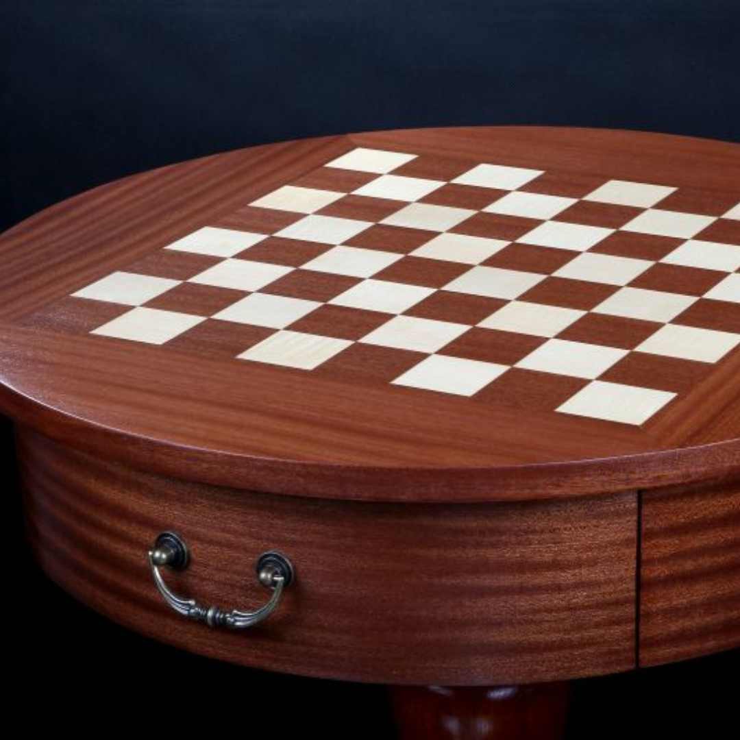 Table d'échecs ronde en bois - Acajou et Sycomore