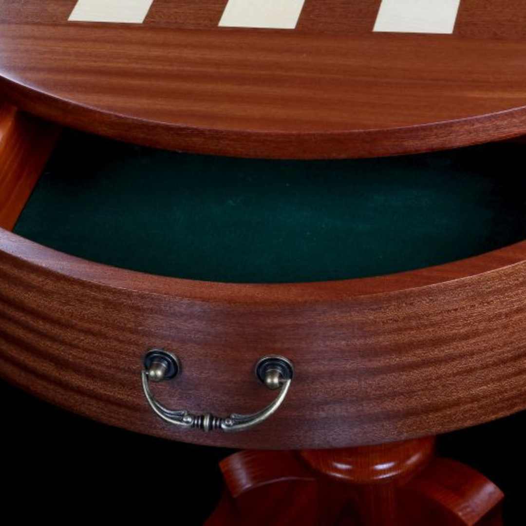 Table d'échecs ronde en bois - Acajou et Sycomore