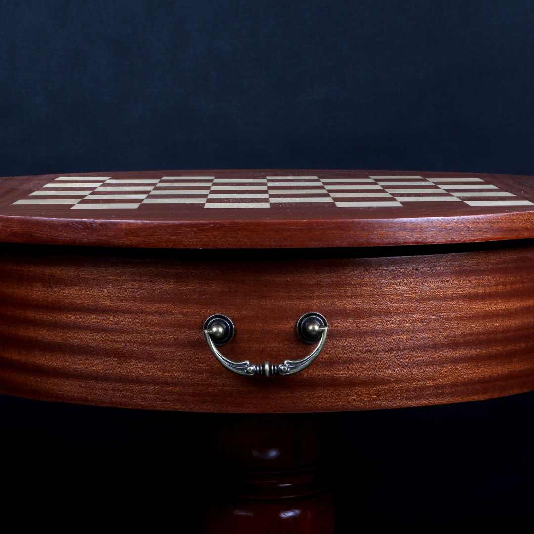 Table d'échecs ronde en bois - Acajou et Sycomore