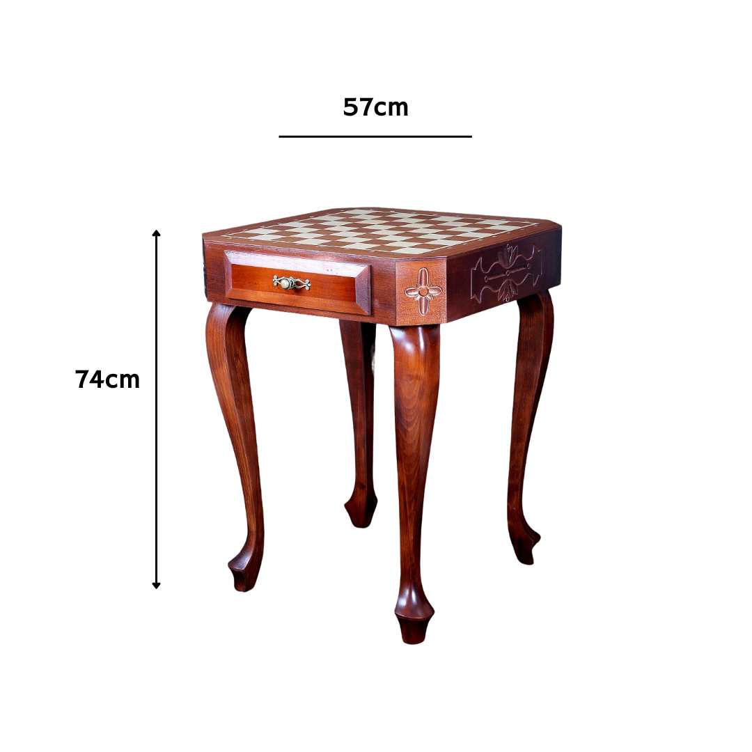 Table d'échecs Deluxe en bois sculptée - Acajou et Sycomore