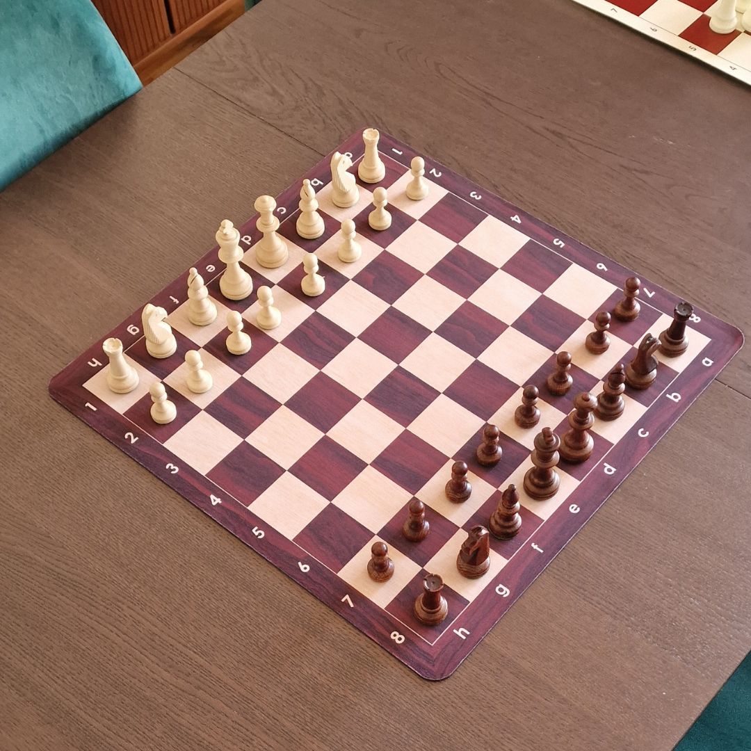 Echiquier Mousse "Soft Touch" Acajou - 50x50cm - Ensemble complet