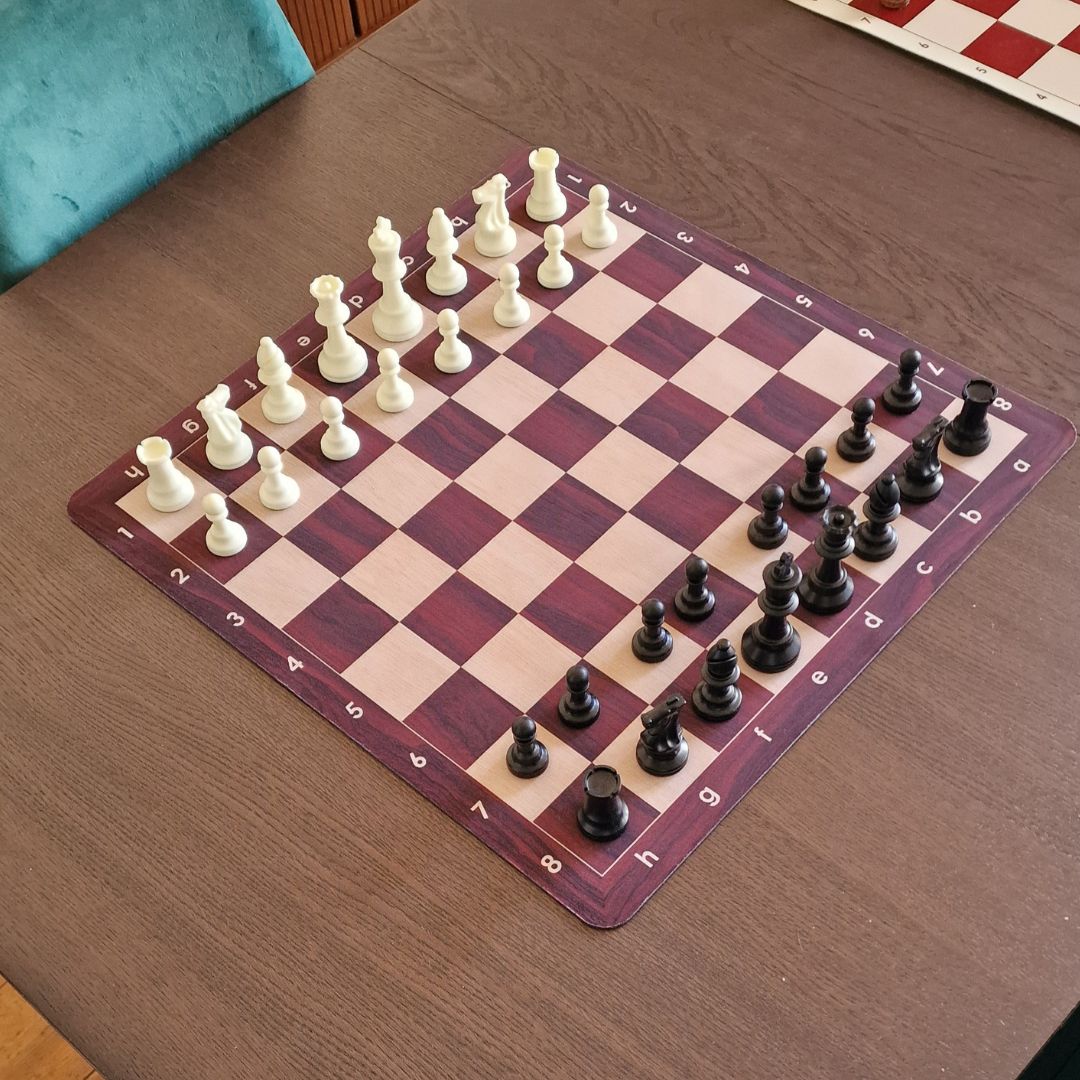 Echiquier Mousse "Soft Touch" Acajou - 50x50cm - Ensemble complet