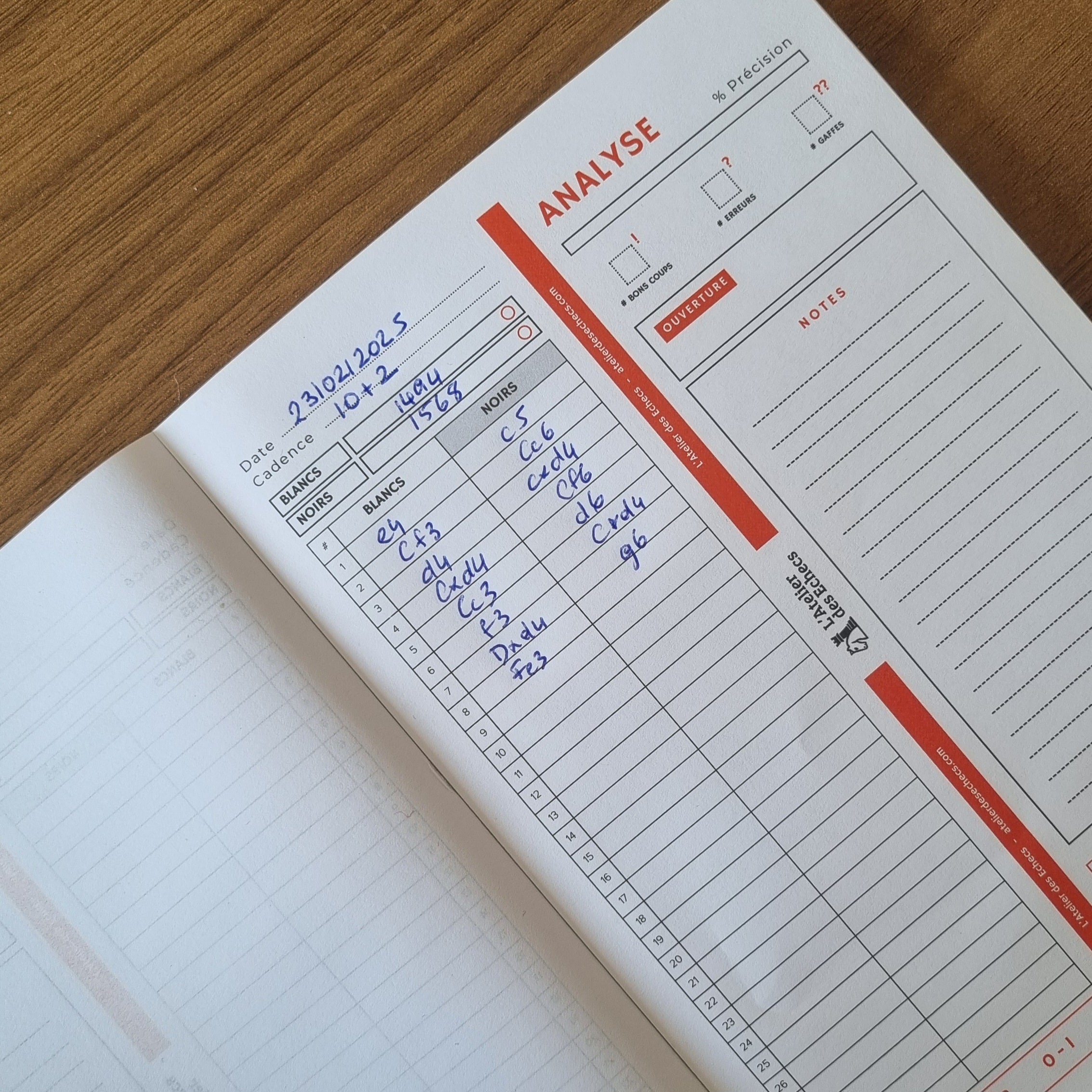 Mon Carnet d'échecs - Prototype gratuit #2 - Feuilles de score & d'analyse