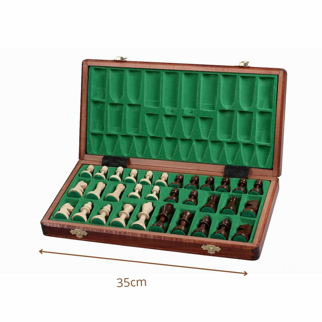 Echiquier en bois Pliable - Jeu d'échecs Coffret - 35x35cm