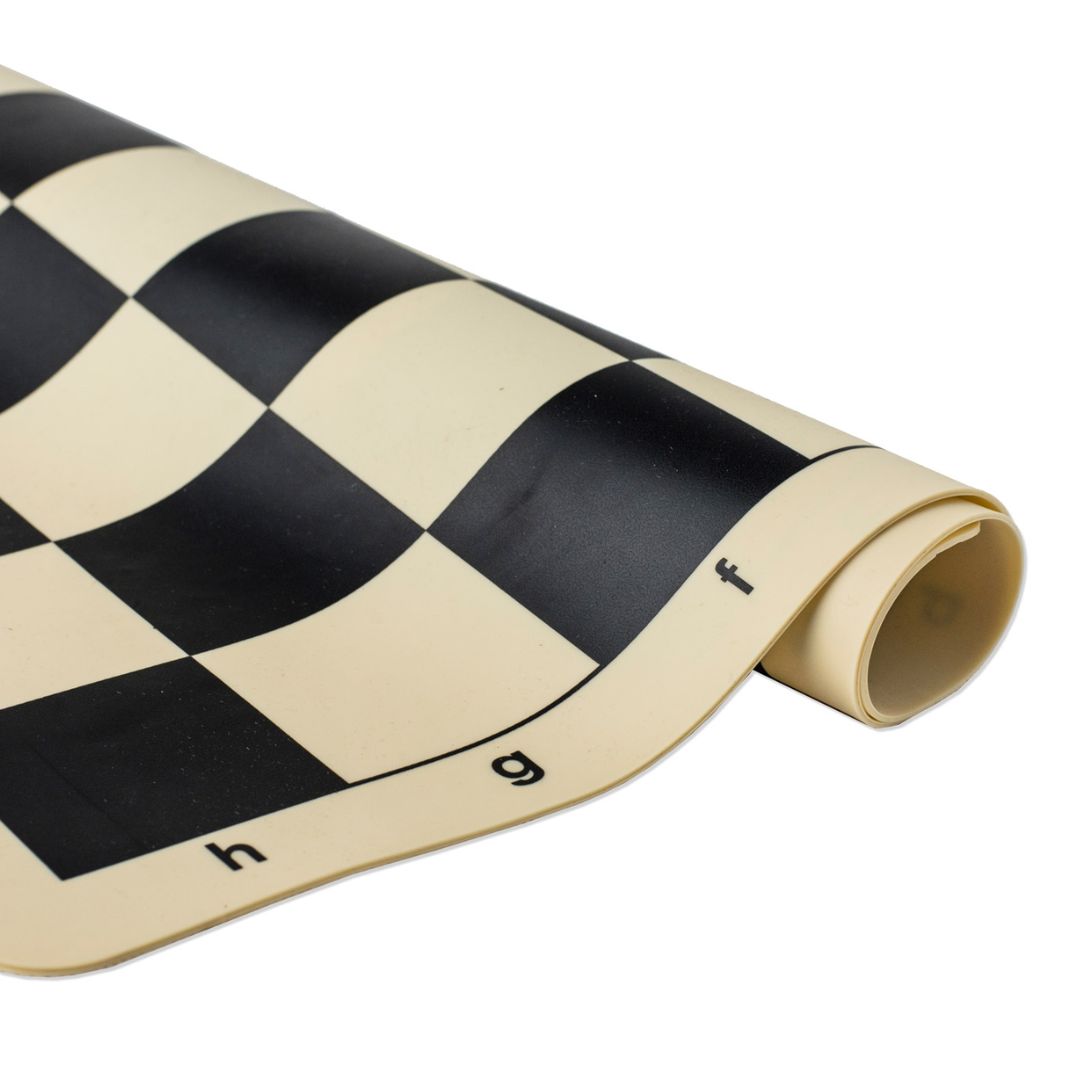 Tapis d'échecs en silicone, souple et indestructible - Noir - 51x51cm