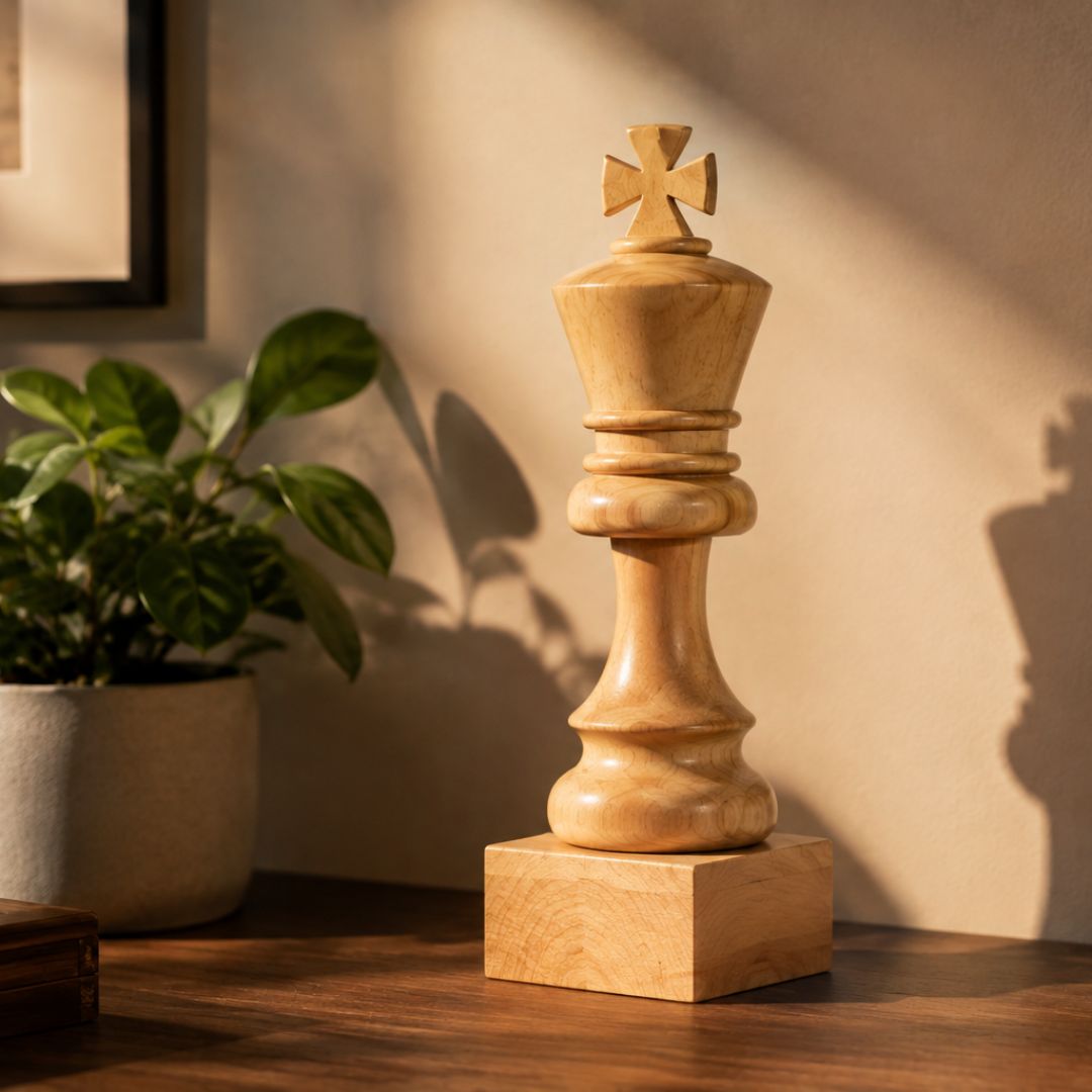 Roi Géant en Bois - Trophée d'Échecs