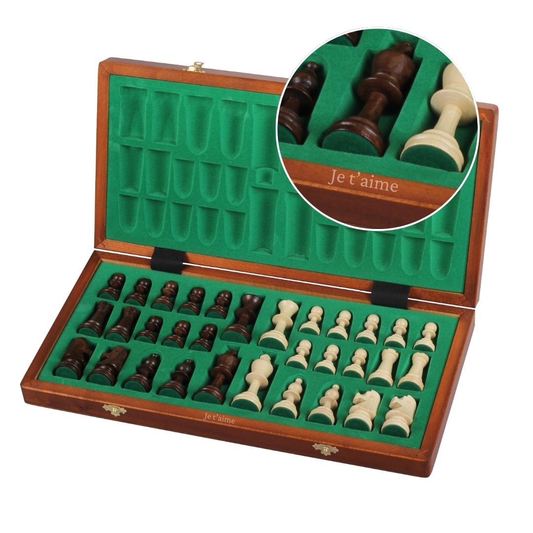 Coffret Echecs en Bois - Jeu d'échecs Personnalisé - Gravure Laser intérieure