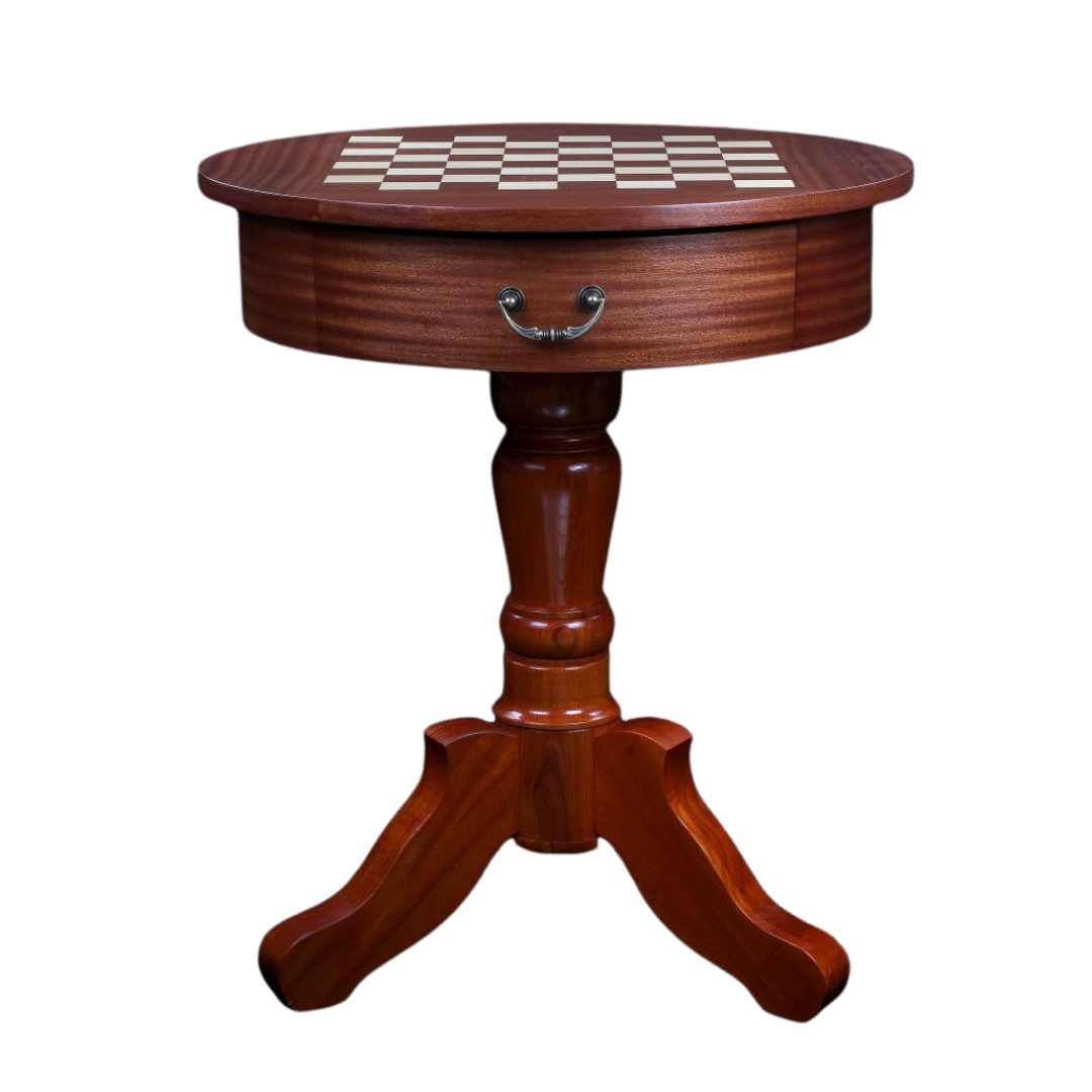 Table d'échecs ronde en bois - Acajou et Sycomore