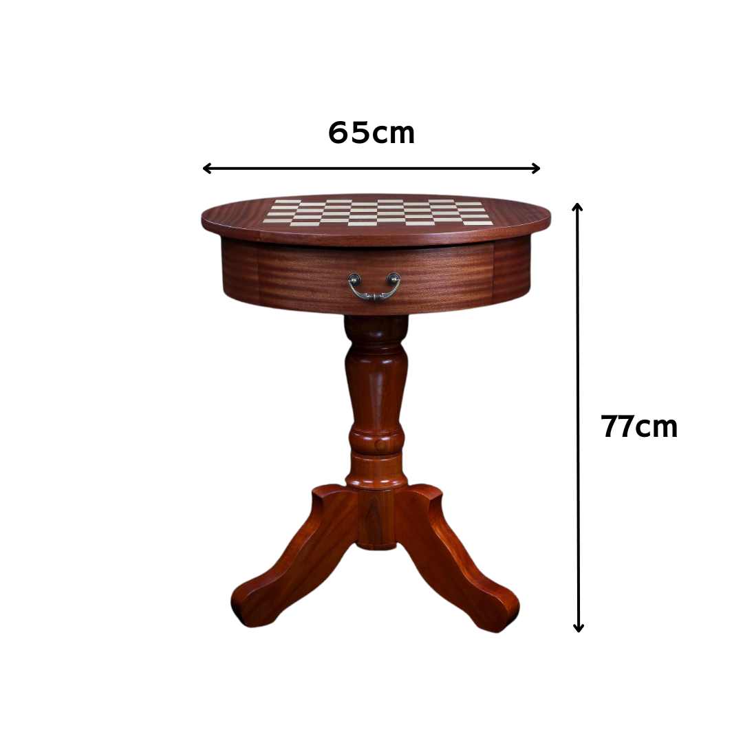 Table d'échecs ronde en bois - Acajou et Sycomore