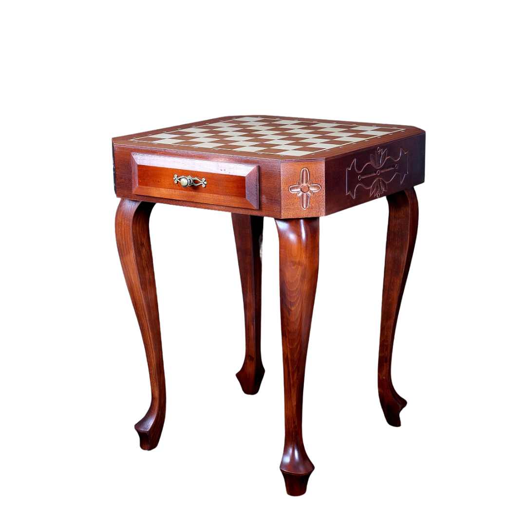 Table d'échecs Deluxe en bois sculptée - Acajou et Sycomore